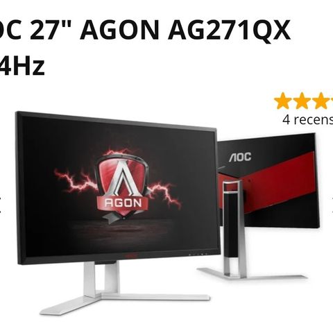 AOC AGON 27", 144 Hz, 1 ms, 2560x1440