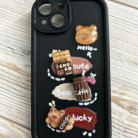 Iphone 14  silicon protective case - Three-dimensional kawaii bear