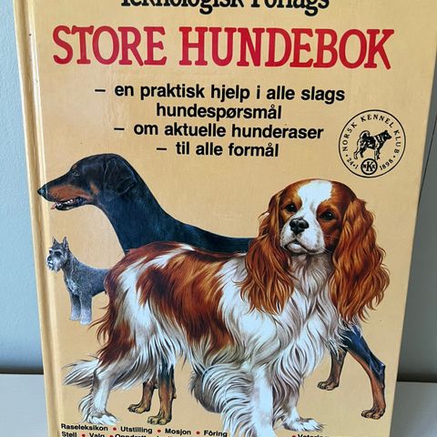 Vintage bok om hund. Teknologisk Forlag Store Hundebok. Utg. 1983, 4.oppl 1991