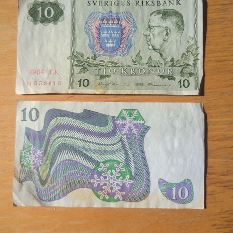 Tio kronor, Sverige. 1984 og 1987