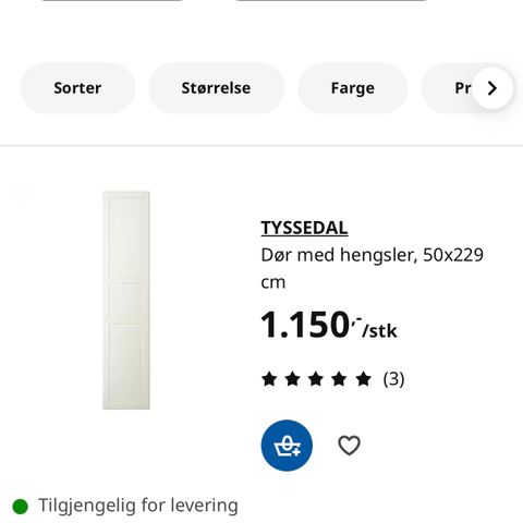 Tyssedal dør med hengsler/håndtak.