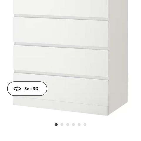 Hvit IKEA malm kommode, 4 skuffer