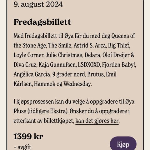 Øyafestivalen - Fredagsbillet 9. August