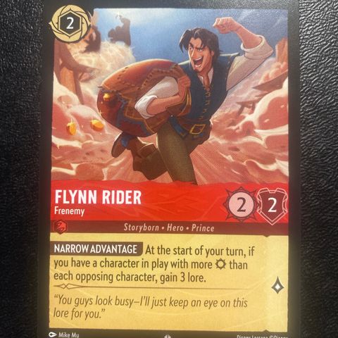 Flynn rider super rare Disney Lorcana samlekort