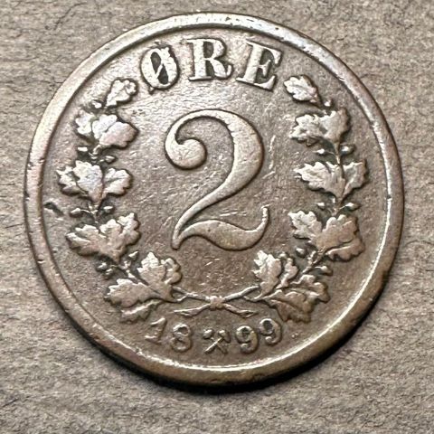 Pen 2 øre 1899 Oscar (3158 AN)