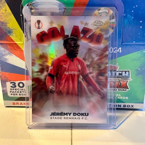 Jeremy Doku. Topps Chrome ‘Golazo’ fotballkort