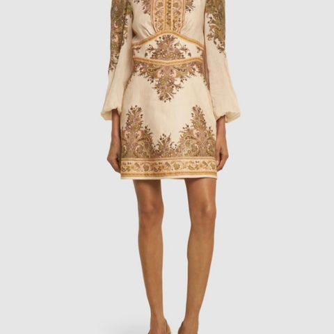 Zimmermann kjole Natura paisley buttoned linen mini dress