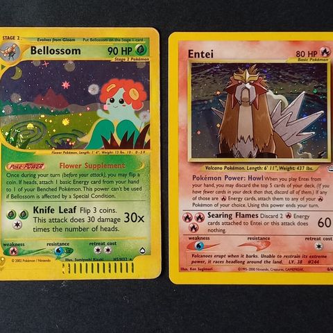 Pokemonkort ; Bellossom  H5/H32 og Entei 6/64