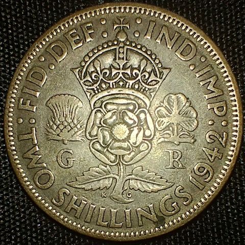 Storbritannia 2 shillings 1942 .500 sølv