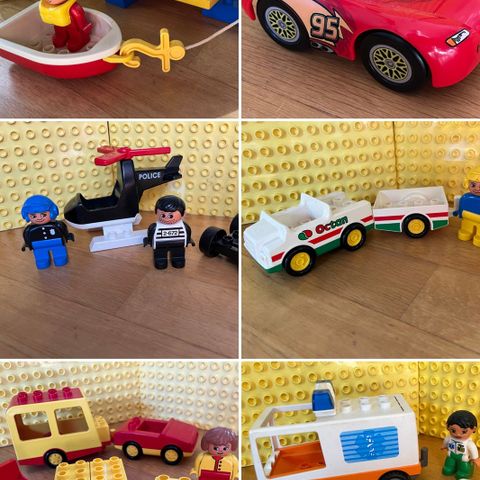 Lego Duplo figurer og kjøretøy - mye retro. Nyvasket