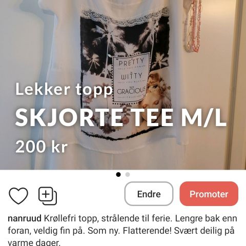 Som ny, skjorte med kort arm, M/L