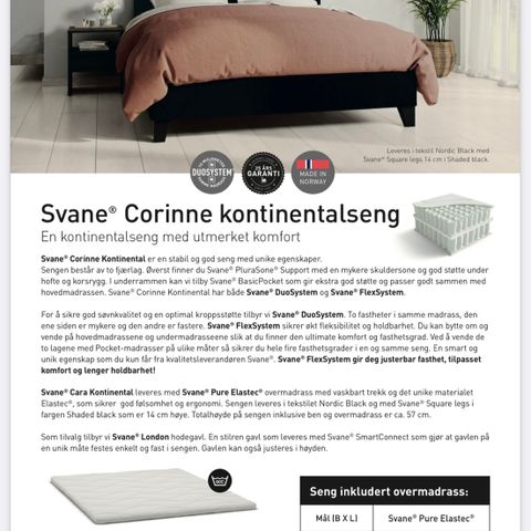 Svane® Corinne Kontinental 150x200 cm Tekstil Nordic Grey