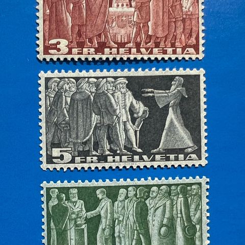 Sveits 1938 bruksmerker på grått/grønt papir postfrisk