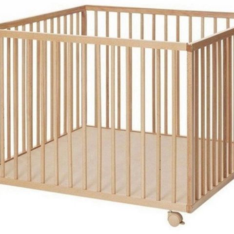 BabyDan lekegrind 99 x 99 cm med hjul, i fargen natur