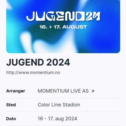 Student festivalpass Jugendfest 2024 fredag-lørdag