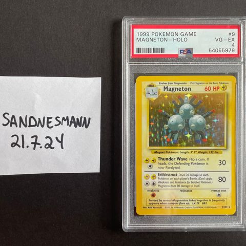 PSA 4 Magneton rare holo #9/102 pokemonkort fra base set unlimited 1999