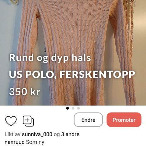 Ferskenfarget Polp, XS