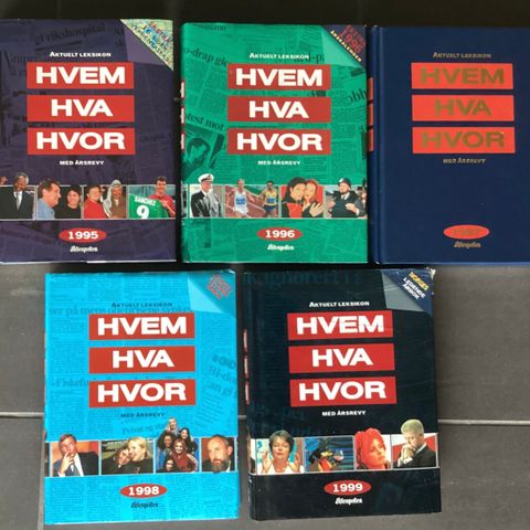 HVEM HVA HVOR- fra 1990-årene-5 meget flotte bøker, 1995, 1996, 1997, 1998, 1999