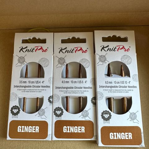 KnitPro ginger utskiftbare KORTE trepinner