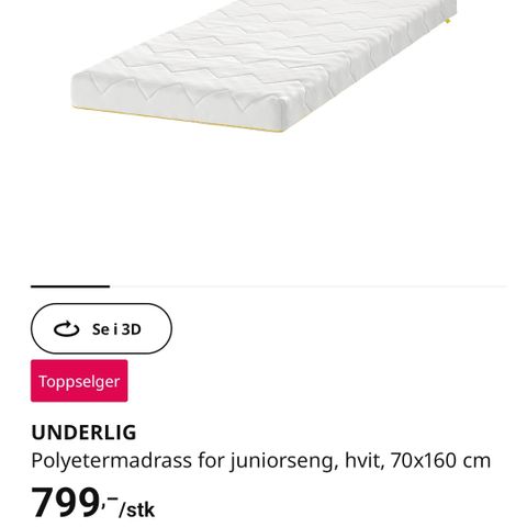 Nærmest helt ny madrass 70x160