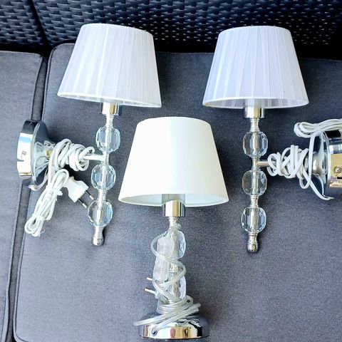 Glamour lampersett som ny bordlampe og 2 vegglamper