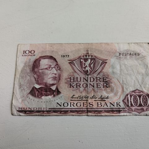 100 krone 1977 (klippet annerledes)