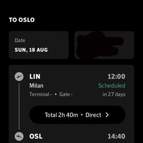 2 tur-retur billetter til Milan - 1 innsjekket bagasje