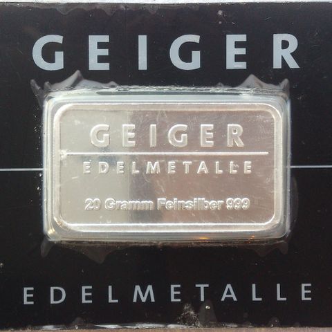 20 Gram, Geiger, 999 sølvbarre.