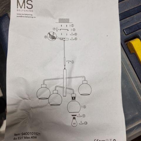 Taklampe 4 pærer MS belysning