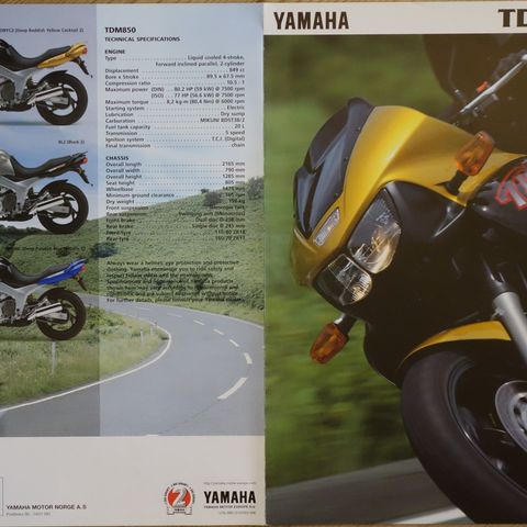 1998 Yamaha TDM850 brosjyre