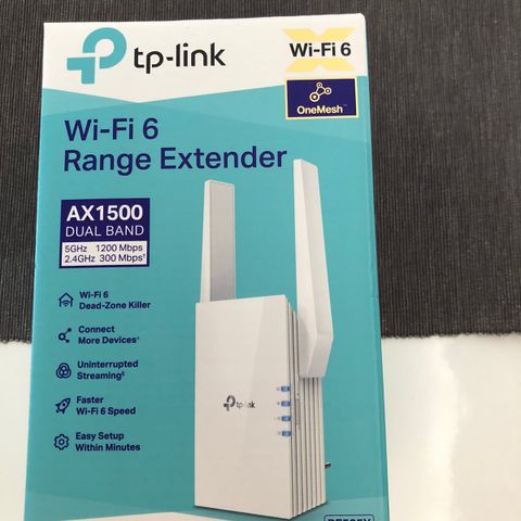 WiFi-6 Range Extender / forsterker sikrer dekning til trådløs nett