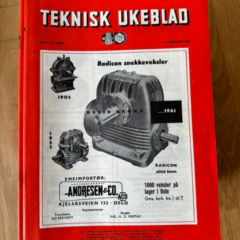 Teknisk ukeblad - årgang 1964. Nr. 1-47 (minus nr. 42)