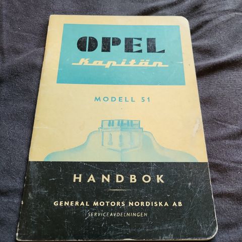 Opel Kapitan/Kaptein 1951 instruksjonsbok!Be om pris!