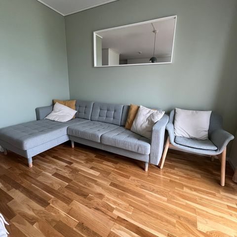 RESERVERT-LANDSKRONA 3-seters sofa med sjeselong og lenestol