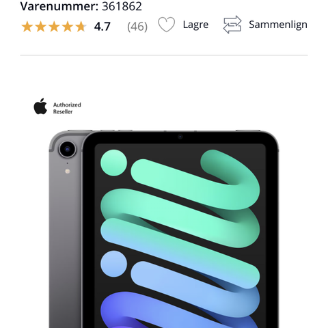 iPad mini (2021) 64 GB WiFi (stellargrå)