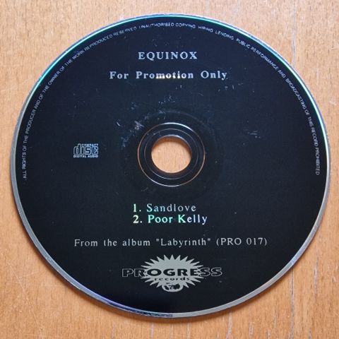 Equinox: "Sandlove/Poor Kelly" promo CD single