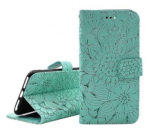 Flower Standcase Wallet iPhone 14 (iPhone 13) (Aqua)