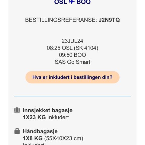 Rimelig flybillett til Bodø 23.juli. Kr1000