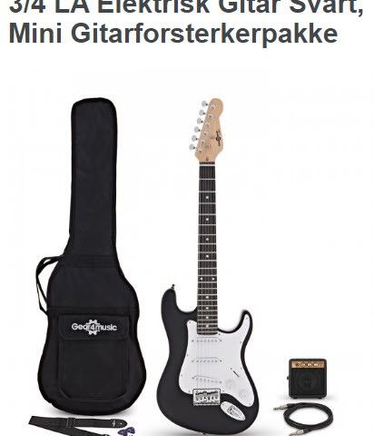 Elektrisk Gitar 3/4 str med miniforsterker - Perfekt for barn og nybegynnere