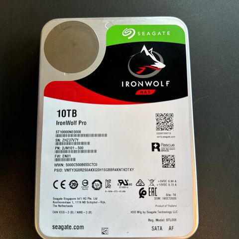 Lite brukt Seagate Ironwolf 10 TB