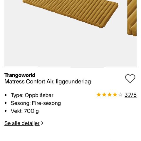 liggeunderlag oppblåsbar 2 stk