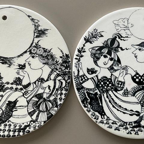 Bjørn Wiinblad 2 platter «Sol&Måne» BEGRENSET OPPLAG