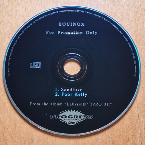 Equinox: "Sandlove/Poor Kelly" promo CD single
