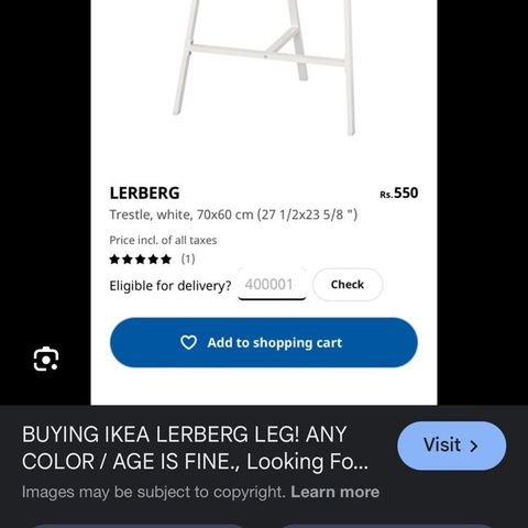 Ikea Lerberg Bordbukk