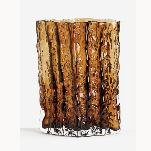 Strukturmønstret brun glassvase fra H&M HM home