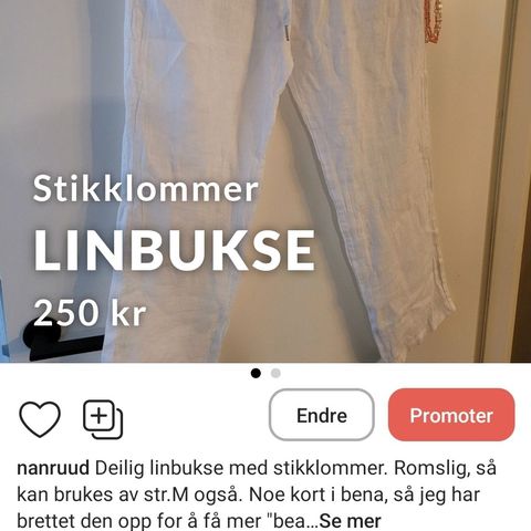 Romslig linbukse i S/M