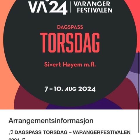 To dagspass til Varangerfestivalen 8/8