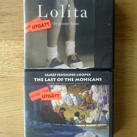 Lolita og The Last of the Mohicans, engelske lydbøker på cd