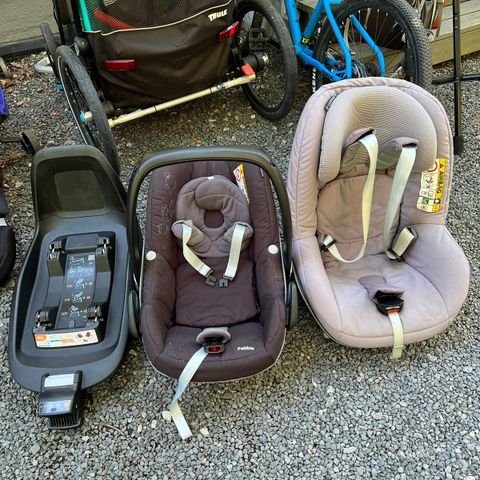 Bilstolpakke Maxi Cosi isofix Pearl og Pebble