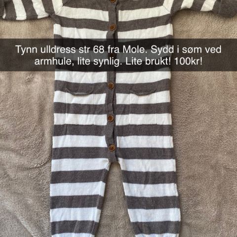 Ulldress str 68 Mole unisex gutt jente kjønnsnøytral ull dress